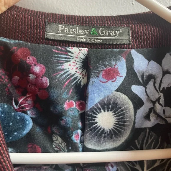 Paisley & Gray Maroon Blazer with Floral Lining - Picture 2 of 5